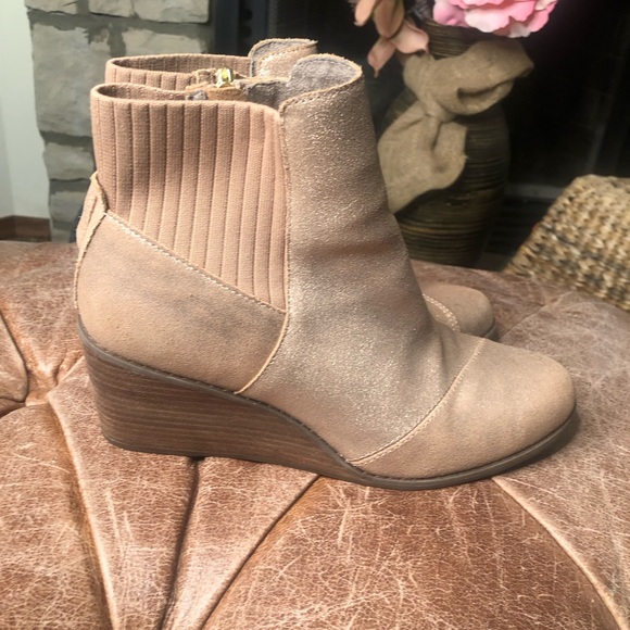 Toms sparkling rose gold wedge bootie - Picture 4 of 8